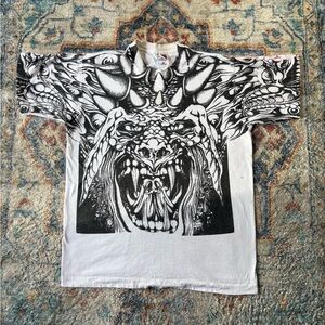Vintage Dragon All Over Print Misprinted T-shirt Large
